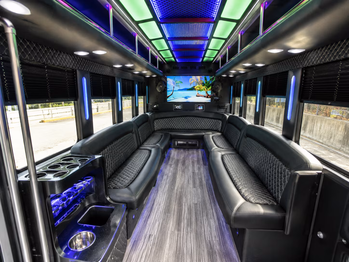 pembroke pines 18 passenger party bus inside
